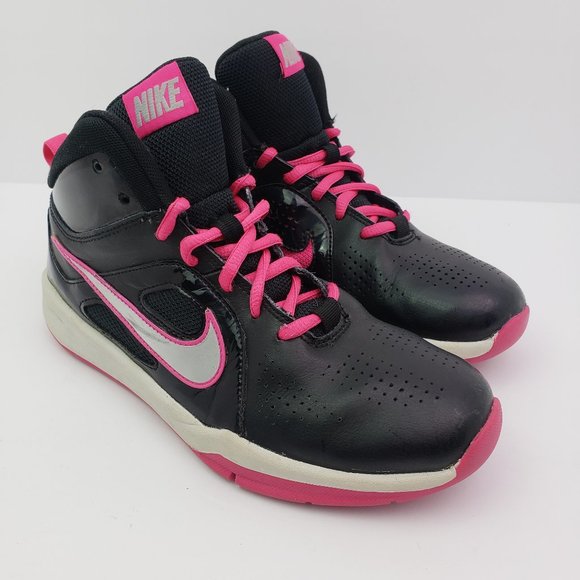 Nike Other - Nike Team Hustle Girls Size 5Y Womens Sz 6.5 Black Pink Basketball Sneaker Shoes